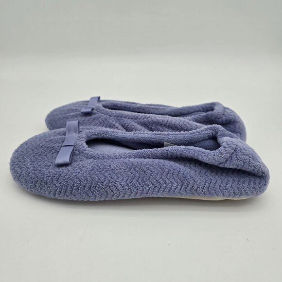 Isotoner Womens Rue Ballet Slippers Size M 6.5-7.5 Chevron Pattern Light Purple - Picture 2 of 6